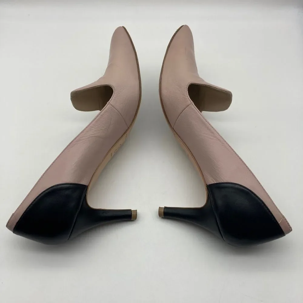 Women’s Pointed Toe Kitten Heel Pumps in Blush and Black